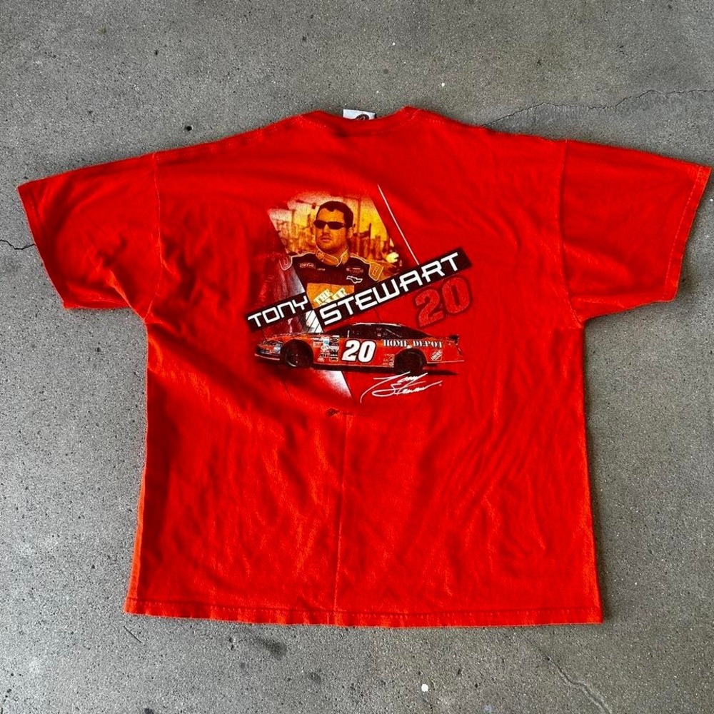 Vintage 2000s orange Tony Stewart nascar racing double sided big print tee